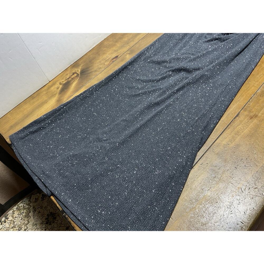 Oleg Cassini One-Shoulder Glitter Knit Sheath Dress Size 2 Graphite - Picture 5 of 14